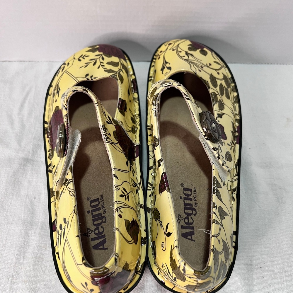 Alegria Paloma Yellow Red White Rose PAL-514 Mary Jane Clog Shoe Women's 10.5 - Picture 5 of 9
